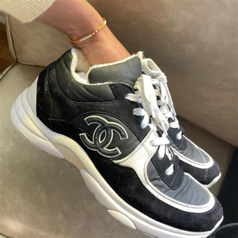 white and black chanel trainers|chanel black trainers white sole.